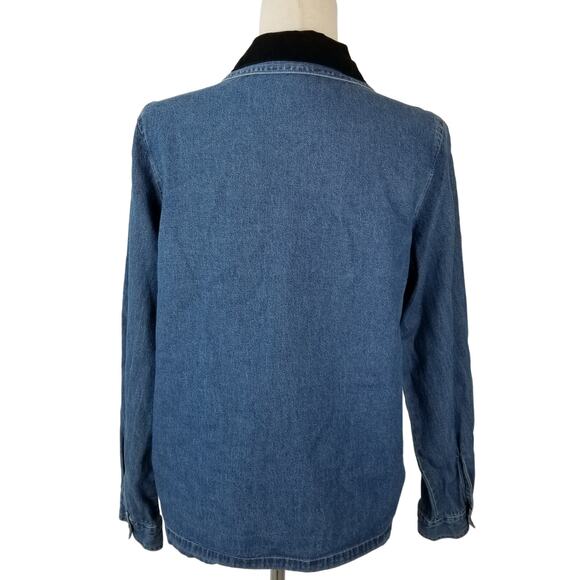 Quizz Again Company Blue Denim Snowman Shirt Shacket Embroidered Vintage  Medium - Picture 3 of 4